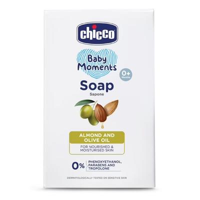 Chicco Baby Moments Soap - Almond and Olive Oil 125 gm - Baby Soap