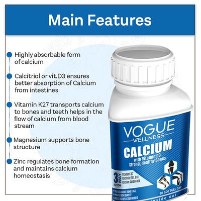Vogue Wellness Calcium Softgel Capsule 60's - Calcium And Minerals