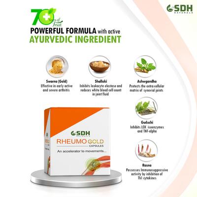 Shree Dhanwantri Herbals Rheumo Gold Capsule (Pack of 5 x 10's) - Speciality Medicines