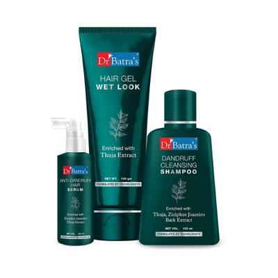 Dr Batra's Dandruff Cleansing Shampoo 100 ml + Wet Look Hair Gel 100 gm + Anti-Dandruff Hair Serum 125 ml - Personal Care (Ayush)