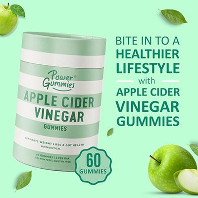 Power Gummies Apple Cider Vinegar Gummies for Managing Weight with Green Apple Flavour-60 Gummies 1's - Apple Cider Vinegar - Acv