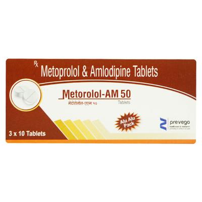 METOROLOL AM 50 Tablet 10's - Hypertension-Ang
