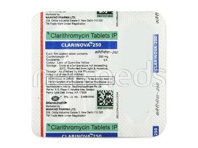 Clarinova 250mg Tablet 6'S - Bacterial Infections-Mac