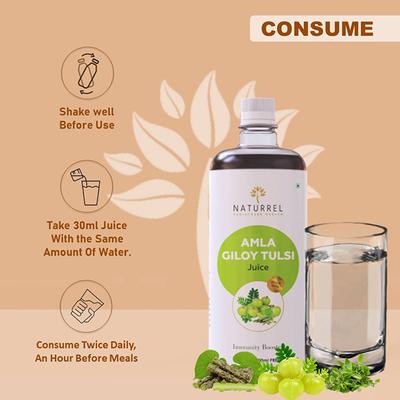 Naturrel Amla Giloy Tulsi Juice 800 ml + 200 ml - Ayurvedic Juices