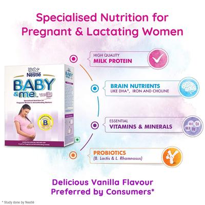 Nestle Baby & Me Vanilla Flavour Powder 400 gm (Refill Pack) - Baby And Infant Supplements