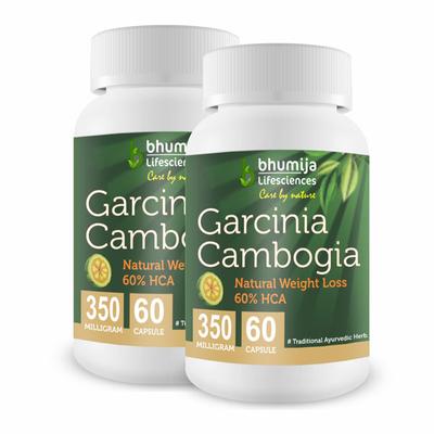 Bhumija Lifesciences Garcinia Cambogia 350 mg Capsule (Pack of 2 x 60's) - Herbal Dietary Supplement