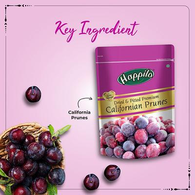 Happilo Dried & Pitted Premium Californian Prunes Seeds 200 gm - Nutritional Bars