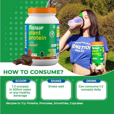 Fast&Up Plant Protein Isolate Powder - Chocolate Flavour 1035 gm - Protein Drink