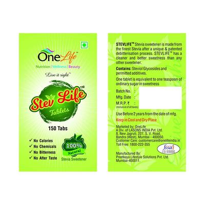 Onelife Stev Life Sugarfree Tablets 150's - General Health
