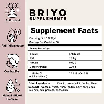 Briyo Garlic Oil Softgel 60's - Herbal Dietary Supplement