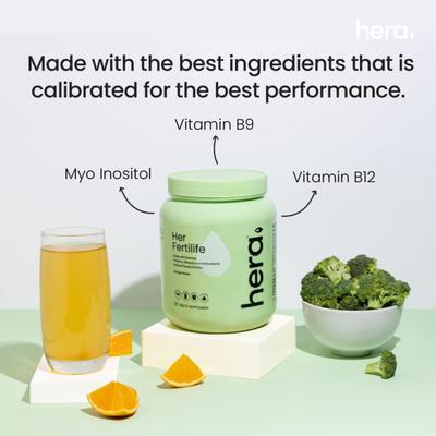 Hera Her Fertilife Health Supplement Powder - Orange flavour 300 gm - Multi-Vitamins