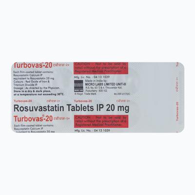 Turbovas 20mg Tablet 10'S - High Cholesterol-Dys