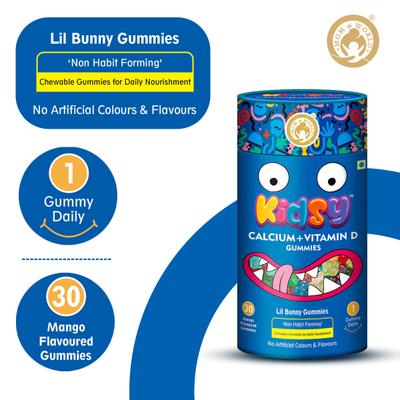 Mom & World Calcium + Vitamin D Lil Bunny Gummies - Mango 30's - Nutritional Bars