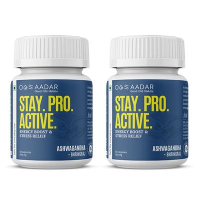 AADAR Stay Pro Active Energy Boost & Stress Relief 500 mg Capsule (Pack of 2 x 60's) - Vitamin C
