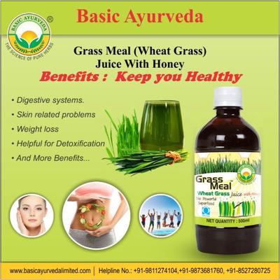 Basic Ayurveda Grass Meal (Wheat Grass) Juice with Honey 500 ml - Ayurvedic Juices