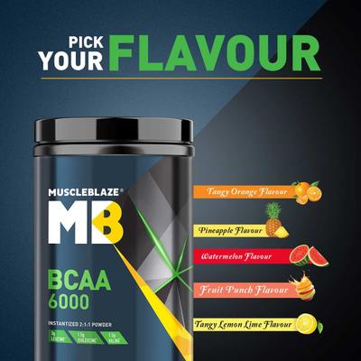 MuscleBlaze BCAA 6000 Powder - Tangy Orange 450 gm - Bcaa Supplements