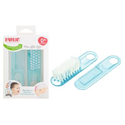 Farlin Comb & Brush Set (0+ Months) - Blue 1's - Baby Grooming