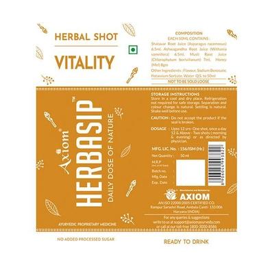 Axiom Herbasip Vitality Juice Shots (Pack of 6 X 50 ml) - Ayurvedic Juices