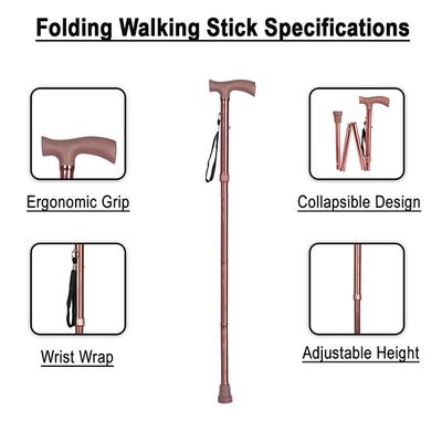 MCP Jindal Height Adjustable Walking Stick - Brown - Wheelchairs & Walking Sticks
