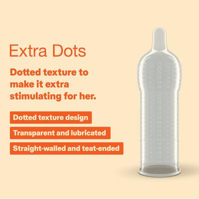 Durex Condoms - Extra Dots 3's - Plain/Flavoured Condoms