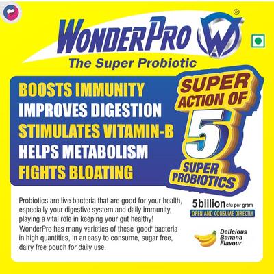 LifeZen Wonder Pro Probiotic Powder - Banana (Pack of 30 x 1 gm) - Digestive Health