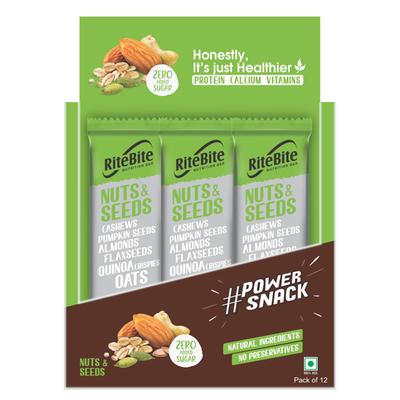 RiteBite Nuts & Seeds Bar (Pack of 12) - Nutritional Bars