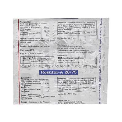 Rosutor A 20/75mg Capsule 10'S - High Cholesterol-Dys