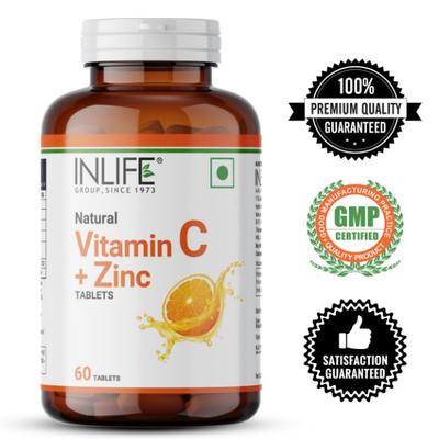 Inlife Natural Vitamin C + Zinc 1000 mg Tablet - Orange Flavour 60's - Vitamin C