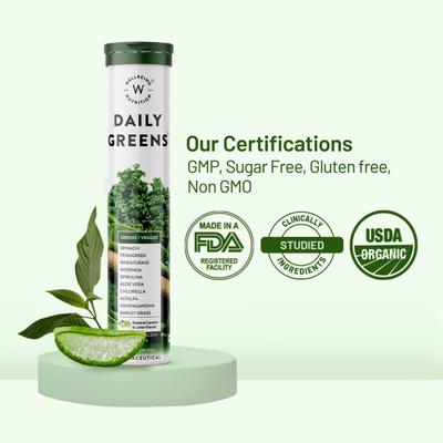 Wellbeing Nutrition Daily Greens Effervescent Tablet (Pack of 4 x 15's) - Herbal Dietary Supplement
