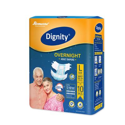 Dignity Overnight Adult Diapers (L) 10's - Adult Diapers & Pads