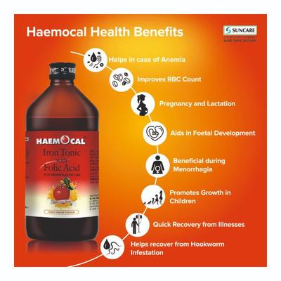 Suncare Haemocal Iron Tonic - Tangy Orange 450 ml - Calcium And Minerals