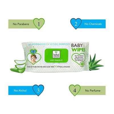Bebe Nature Natural Biodegredable Wet Baby Wipes 72's - Diapers & Wipes