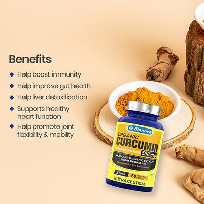Bionova Organic Curcumin 500 mg Capsule 60's - Herbal Dietary Supplement