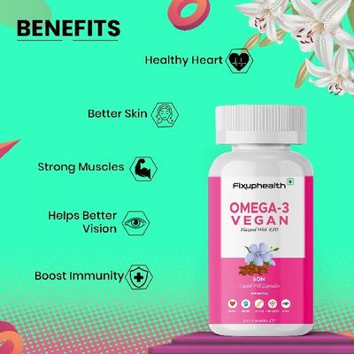 Fixuphealth Omega 3 Vegan Capsule 60's - Omega Fish Oil Fatty Acids