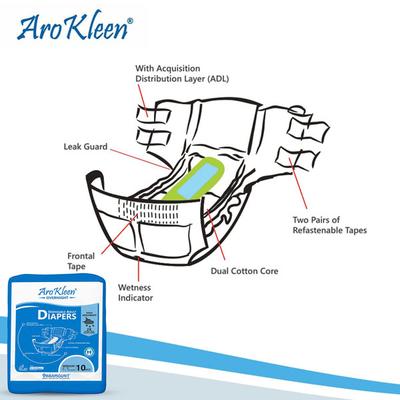 AroKleen Overnight Disposable Adult Diapers (M) (71.1 cm - 101.6 cm) 10's - Adult Diapers & Pads