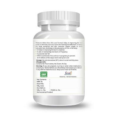 Natures Velvet Iron & Folic Acid with Zinc Softgels 60's - Health Products