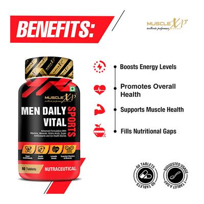MuscleXP Men Sports Daily Vital Energy Tablet (Pack of 3 x 60's) - Multi-Vitamins