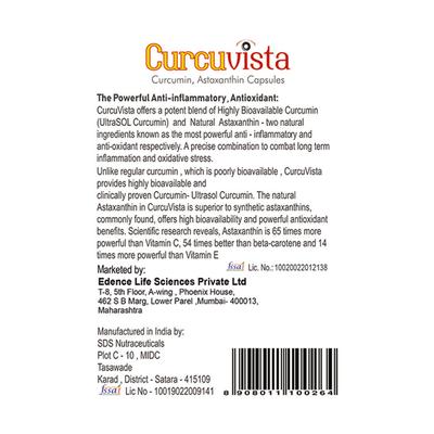 CurcuVista Curcumin and Astaxanthin Veg Capsule 30's - Herbal Dietary Supplement
