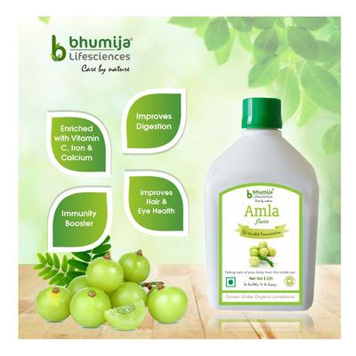 Bhumija Lifesciences Amla Juice (Pack of 2 x 1 Litre) - Herbal Dietary Supplement