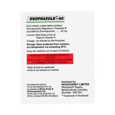 Esoprazole 40mg Tablet 10'S - Ulcer/Reflux/Flatulence-Aaa