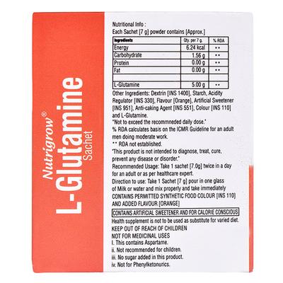 Nutrigrow L-Glutamine Sachet (Pack of 10 x 7 gm) - Calcium And Minerals