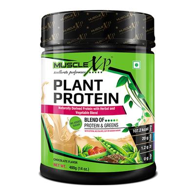 MuscleXP Plant Protein Powder - Chocolate Flavour 400 gm + Shaker 1's - Whey Proteins