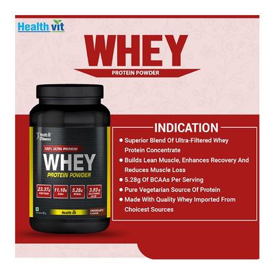HealthVit Fitness 100% Ultra Premium Whey Protein Powder - Chocolate Flavour 2 kg - Whey Proteins