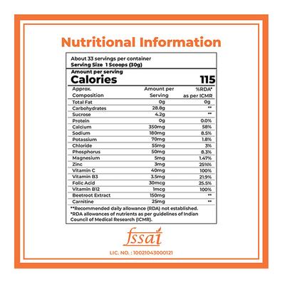 Boldfit Energy Blend Isotonic Sports Drink - Orange Flavour 1 kg - Workout Essentials