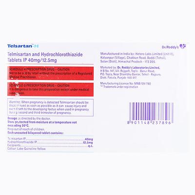 Telsartan H 40mg Tablet 15'S - Hypertension-Ang