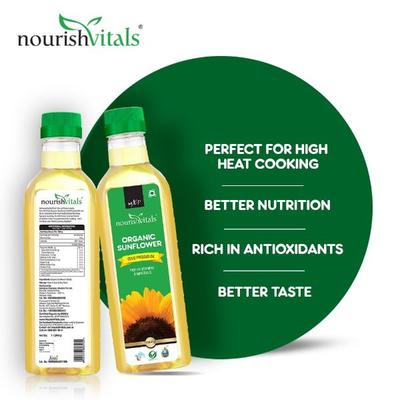 NourishVitals Organic Sunflower Cold Pressed Oil 1 litre - Health Products