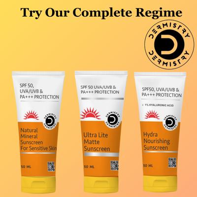 Dermistry 1% Hyaluronic Acid Hydra Nourishing Sunscreen SPF 50 UVA UVB PA+++ Protection 50 ml - Face Sunscreen