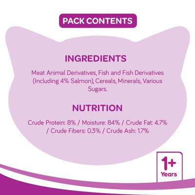 Whiskas Adult Salmon in Gravy (Pack of 85gm x 48) 4080 gm - Petfood