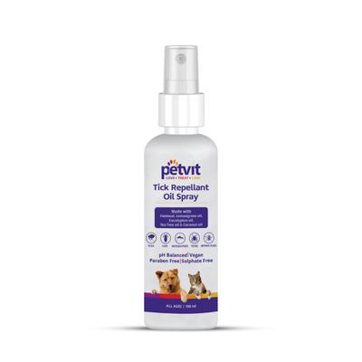 Petvit Tick Repellent Oil Spray- For All Breeds Dogs & Cats 100 ml - Pet Grooming