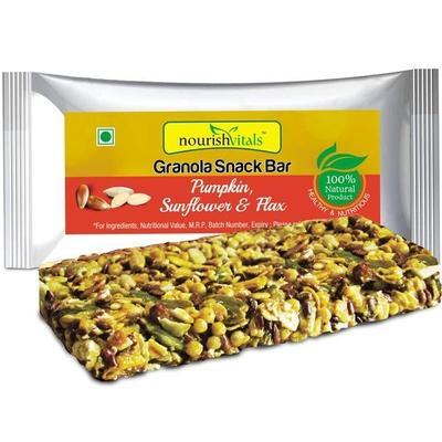 NourishVitals Granola Snack Bar - Pumpkin Sunflower & Flax Mix (5 Bars) 250 gm - Nutritional Bars